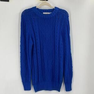 Vintage Royal Blue Cable Knit Fisherman Sweater Men’s Large